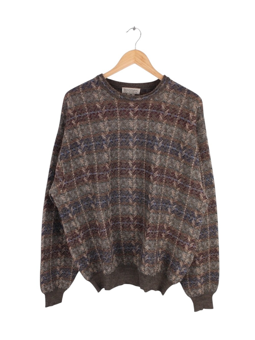 Vintage Tricots St Raphael Pure Merino Wool Sweaterโ Colorful Knit Pattern XL